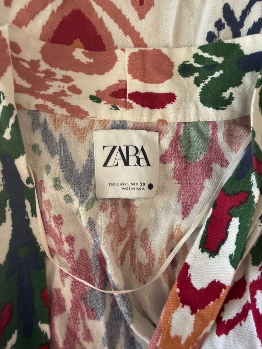 ZARA Boho Ikat Print Open Front Kimono Jacket Size L - Picture 4 of 6